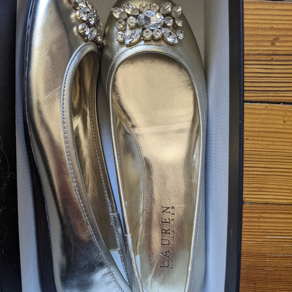 NWOT Gold Leather Rhinestone Lauren Ballet…